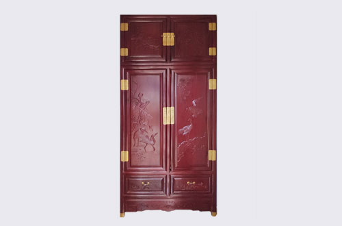 望牛墩镇高端中式家居装修深红色纯实木衣柜